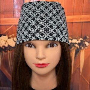 Handmade Black and White Print Scrub Cap/ Nurse Hat